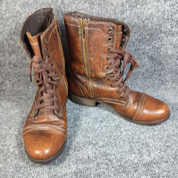 ALL Leather Steve Madden Brown Ankle Boots - Picture 1 of 9